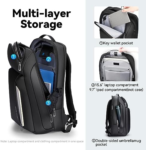 MARK RYDEN 15.6 inch Business Laptop Backpack, Expandable 25L-35L Large Capacity Travel Backpack, Water-resistant Cabin Backpack 45x30x25cm, Work Backpack with USB-C for Men