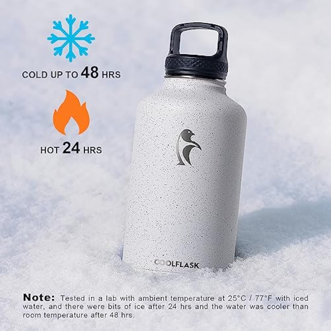 Coolflask Insulated Water Bottle 2L, Half Gallon Water Jug with Straw & 3 Lids, Large Insulated Water Bottle, Stainless Steel Vacuum Water Bottle for Gym, Sports and Travel, Starry White