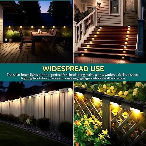 Solpex Solar Deck Lights, 20 Pack Solar Lights for Outdoor, Waterproof for Outdoor Stairs, Step, Fence, Yard, Patio, Pathway(Black Warm White)