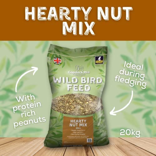 Copdock Mill Peanuts & Sunflower Hearts Bird Food 20kg - Hearty Nut Mix Bird Seed Blend with Sunflower Hearts and Peanuts for Wild Birds - High in