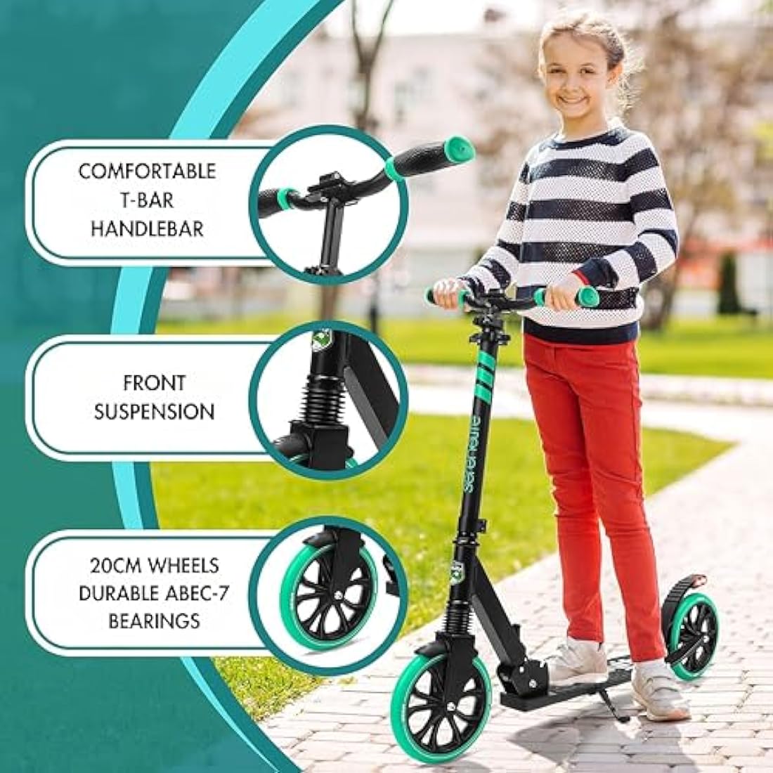 SereneLife, Kick Scooters, Scooter, Kids Scooters, Scooter for Kids Ages 8-12, Girls Scooter, Boys Scooter, Stunt Scooters for Teenagers 11-15, Folding Kick Scooter, Adult Scooters with Big Wheels