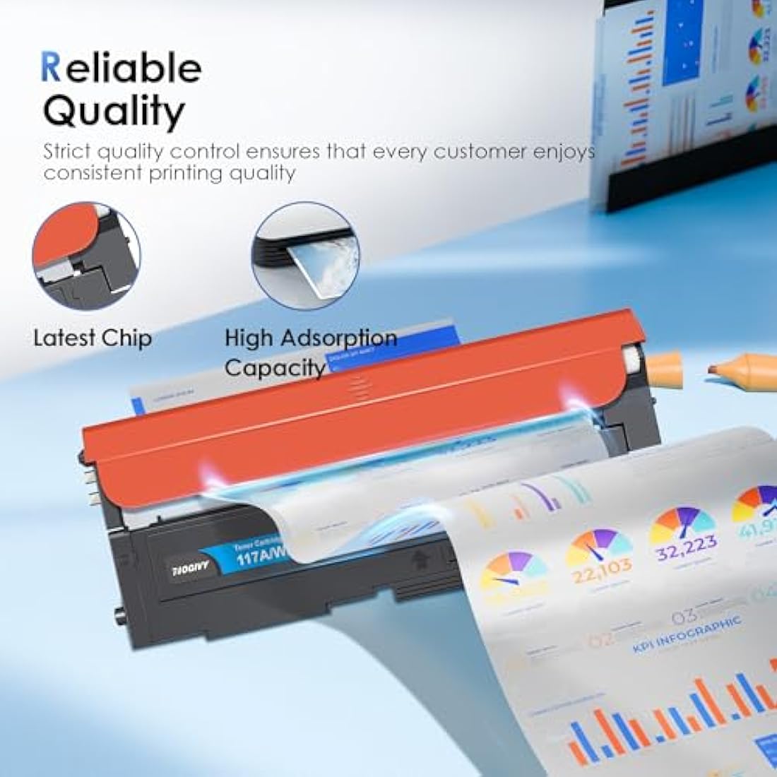 NOGIVY 117A Toner Cartridges Replacement for HP 117A W2072A W2070A W2071A W2073A Compatible with Color Laserjet MFP 179fnw 150nw 178nw 150a 150w 178nwg 179fwg (1Black 1Cyan 1Yellow 1Magenta, 4-Pack)