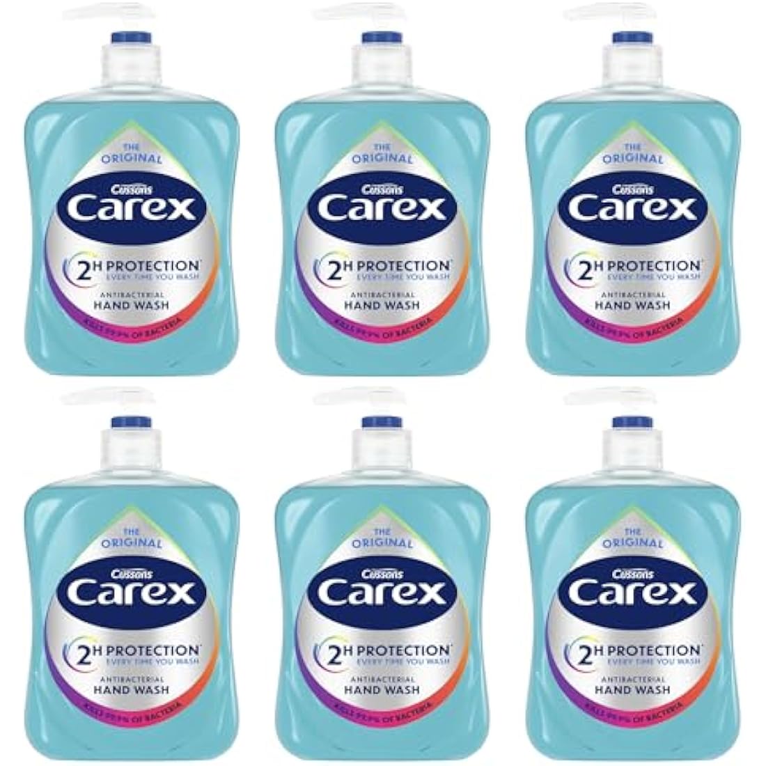 Carex 2 Hour Protection Antibacterial Original Hand Wash, Clean & Protect Hands, Bulk Buy, Pack of 6 x 500ml