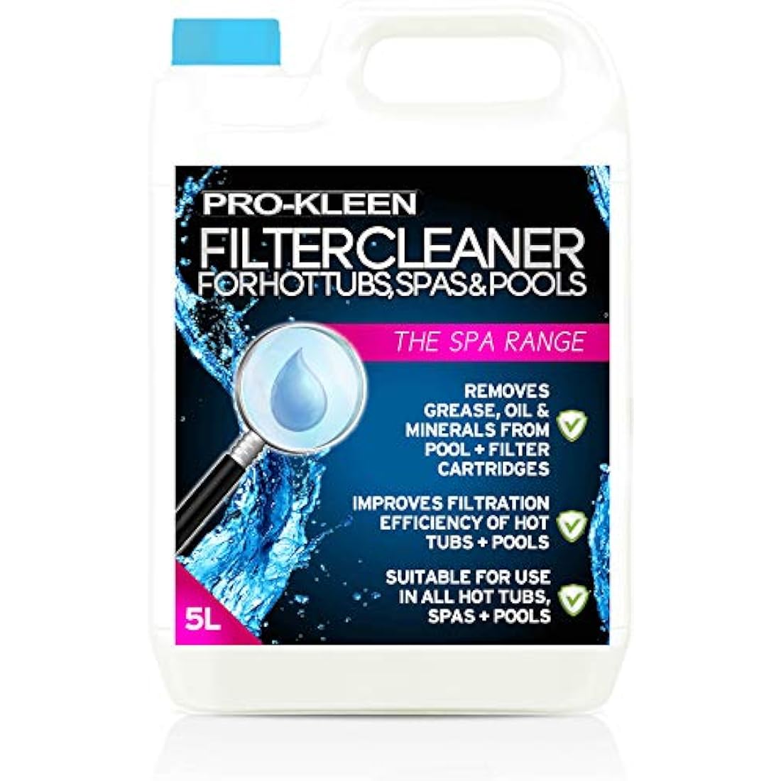 Pro-Kleen MY1437 Hot Tub, Pool & Spa Filter Cartridge Cleaner 5L-10 Treatments-Improves Efficiency-Deeply Cleans and Removes Oils, Grease and Minerals, Multi