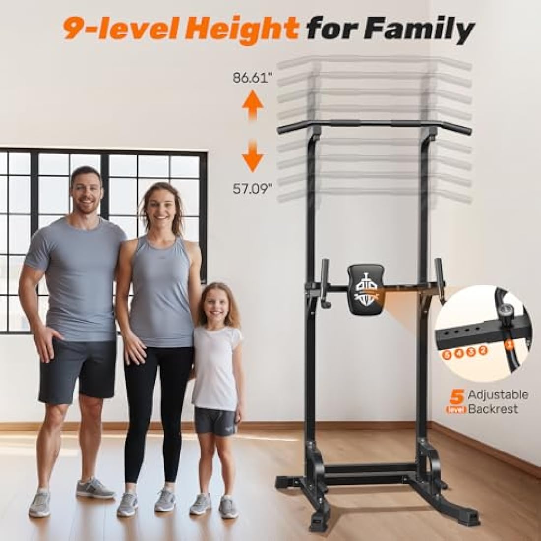 Sportsroyals Pull up Bar, Multi-Function Power Tower Dip Station with Upgraded Adjustable Foot Cover Equipment for Home Gym,400LBS