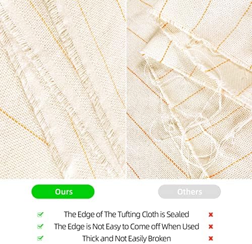 ROCKY&CHAO 79x59Inch Tufting Cloth with Yellow Marked Lines for Rug Tufting, 70x39Inch Non-Slip Backing Felt Cloth for Tufted Rugs, Monk Cloth Rug Tufting Kit for Tufting Gun, Punch Needle