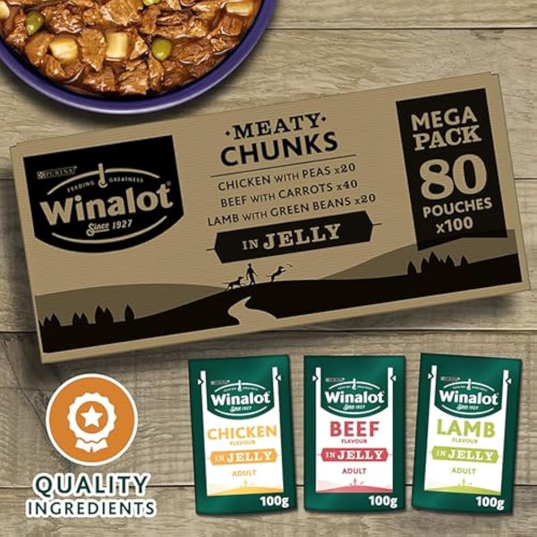 Winalot Meaty Chunks Mixed in Jelly Wet Dog Food 80x100g
