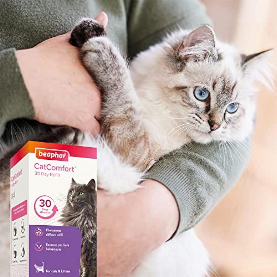 Beaphar | CatComfort Calming Diffuser Refill | Reduces Anxiety & Stress in Cats | Helps Ease Fear of Fireworks | Covers 70m² Area | Lasts Up To 30 Days