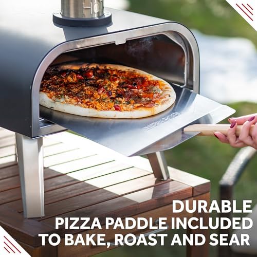 George Foreman Outdoor 16 Inch Wood Pellet Portable Wood Fired Pizza Oven Black with Paddle and Carry Bag, BBQ Oven & Smoker, Foldable Legs GFWPPO2BPC