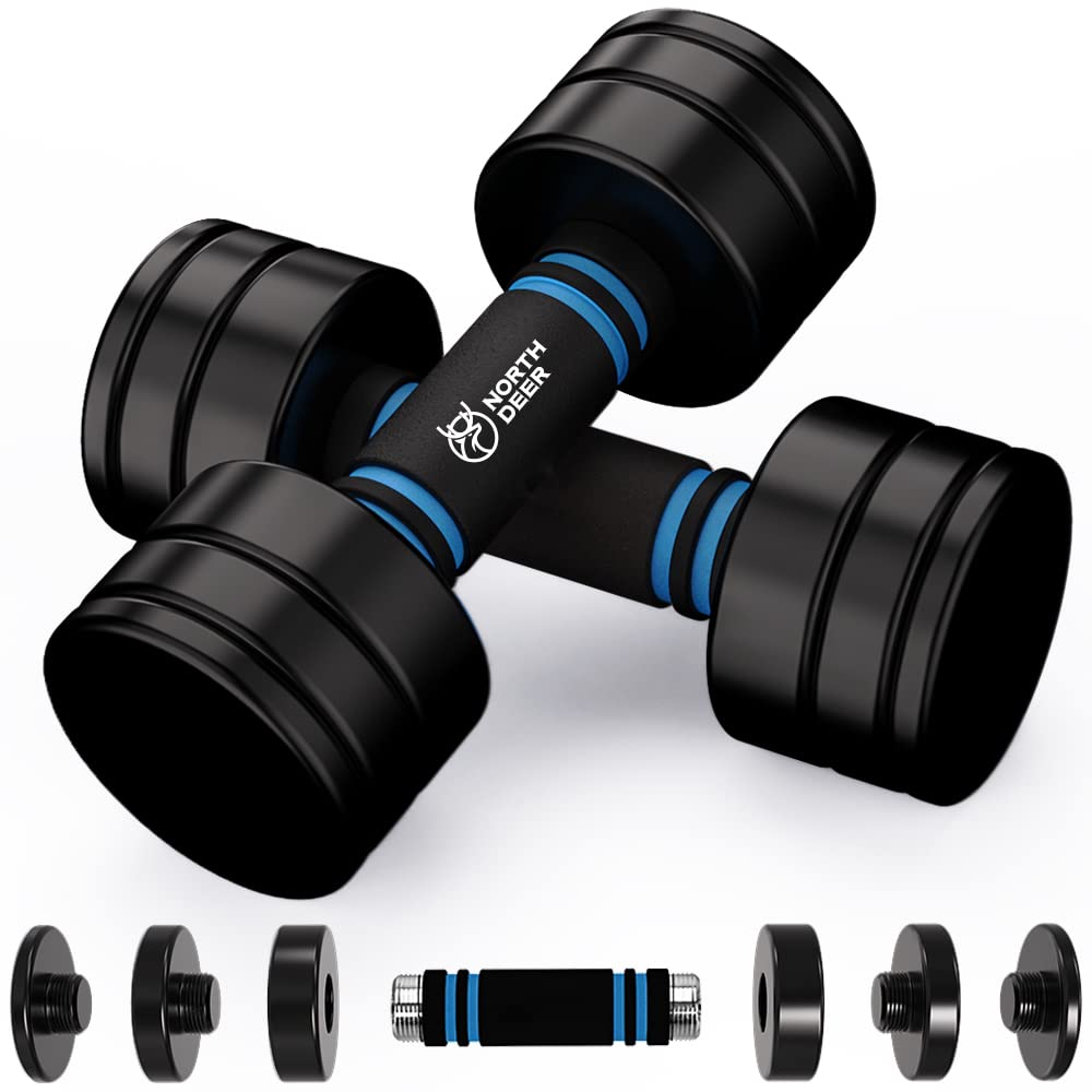 Northdeer Steel Dumbbells Adjustable Black Coated Weight 2.5kg Set(1.5kg/2kg/2.5kg) with Foam Handles for Home Gym Workout - Strength Trainging for