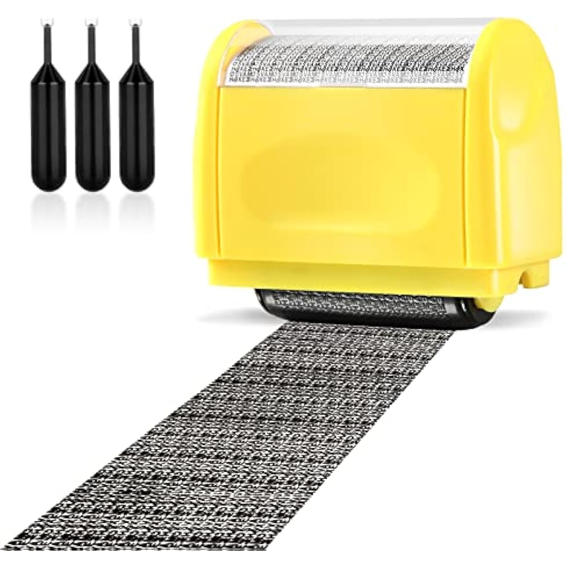 Wide Roller Stamp Identity Theft Stamp 1.5 Inch Perfect for Privacy Protection (Yellow Stamp + 3 Refills)