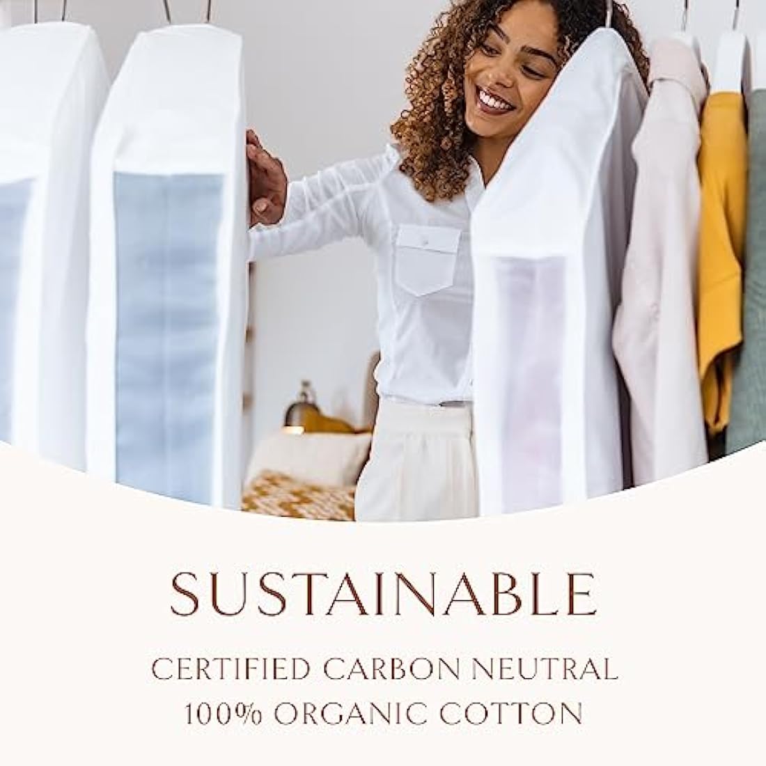 Hayden Hill Luxury Organic Cotton Garment Storage Bag - Short 40 Inch - Breathable Clothes Storage For Short Dresses, Suits and Coats - Dress Protector Bags - Certified Carbon Neutral