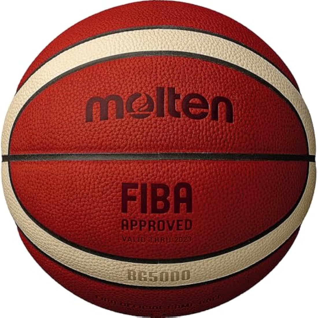 Molten BG5000 Basketball, Official International FIBA Game & Match Ball, FIBA Approved, Premium Real Leather, Indoor Play, Orange/Ivory