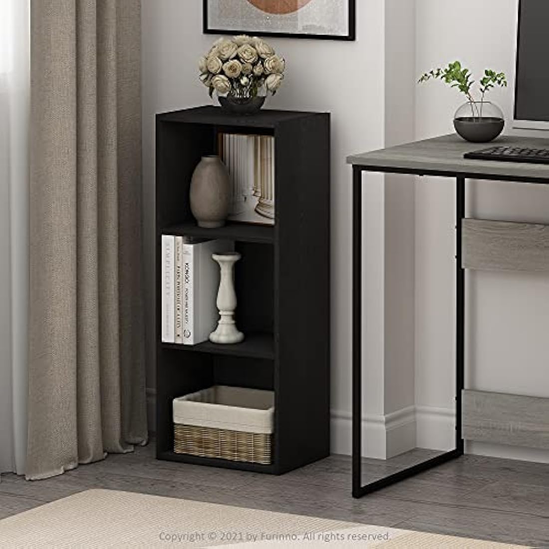 Furinno Luder 3-Tier Open Shelf Bookcase, Blackwood