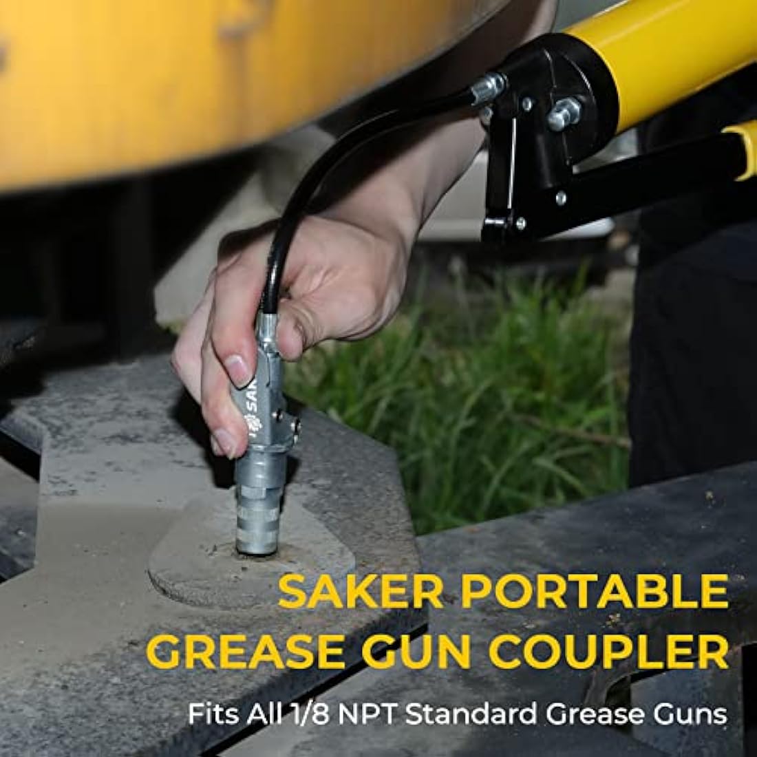 Saker Grease Gun Coupler-Upgrade to14000 PSI,Duty Quick Release Grease Couplers,Compatible with All Grease Guns 1/8" NPT Fittings (3 PCS)