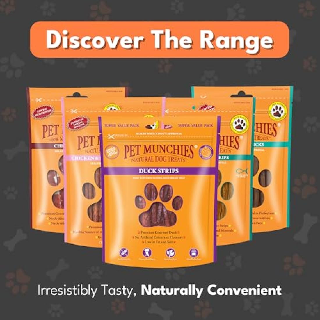 Pet Munchies Duck Strips Dog Treats, Value Pack Dog Chews with Natural Real Meat, Grain Free, Low in Fat and High in Protein 320g