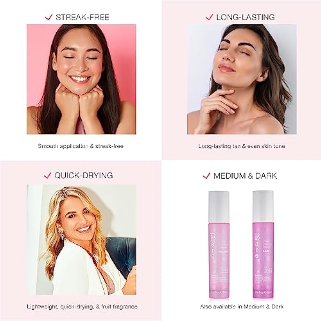 Bare by Vogue Light Face Tanning Serum - Achieve a Natural and Sun-Kissed Glow - Radiant Glow Hydrating Formula - Even and Streak-Free Application - Suitable for All Skin Types