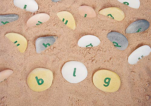 Yellow Door Alphabet Pebble Word-Building Set | ABC Spelling lowercase letter Stones | Educational Toy for kids age 2 3 4 5 | Durable Outdoor Learning | Set of 50 | phonics and CVC words | literacy