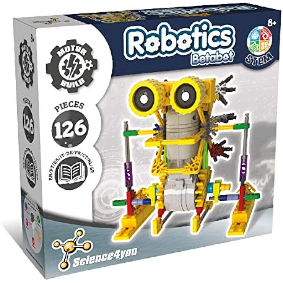 Science4you Robotics Betabot - Robot Building Toy for Kids Age 8-14, Kit with 126 pieces to Build Your Own Robot and Make it Move, Science Kit and STEM Toy for Kids 8+ years old