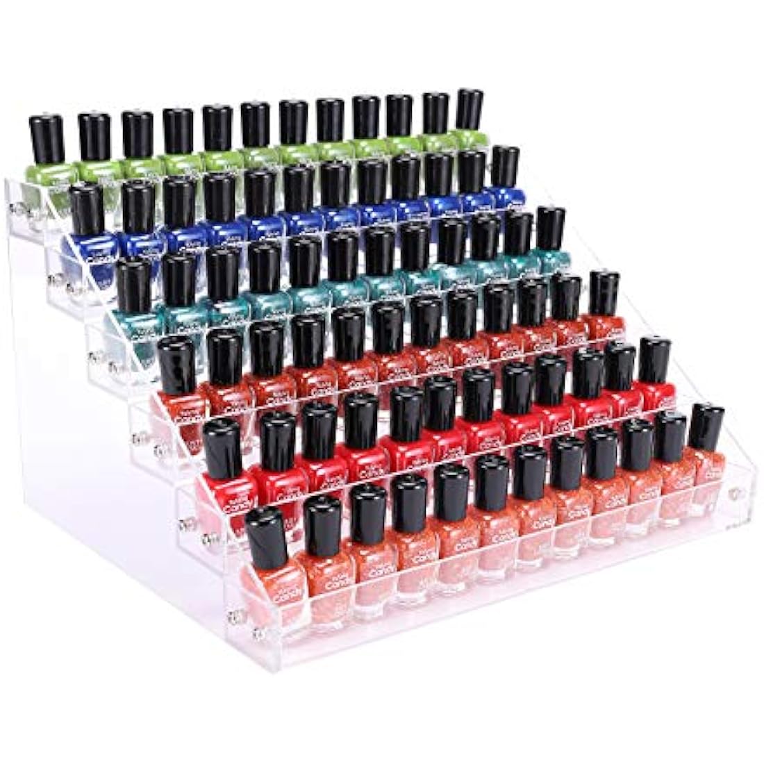 BTremary 6 Tiers Clear Nail Polish Display Rack Stand Holder,Acrylic Nail Polish Organiser Storage Rack Shelf Holds up to 96 Bottles,Essential Oil Paints Ink Holder (Fit 1-2oz Bottles)