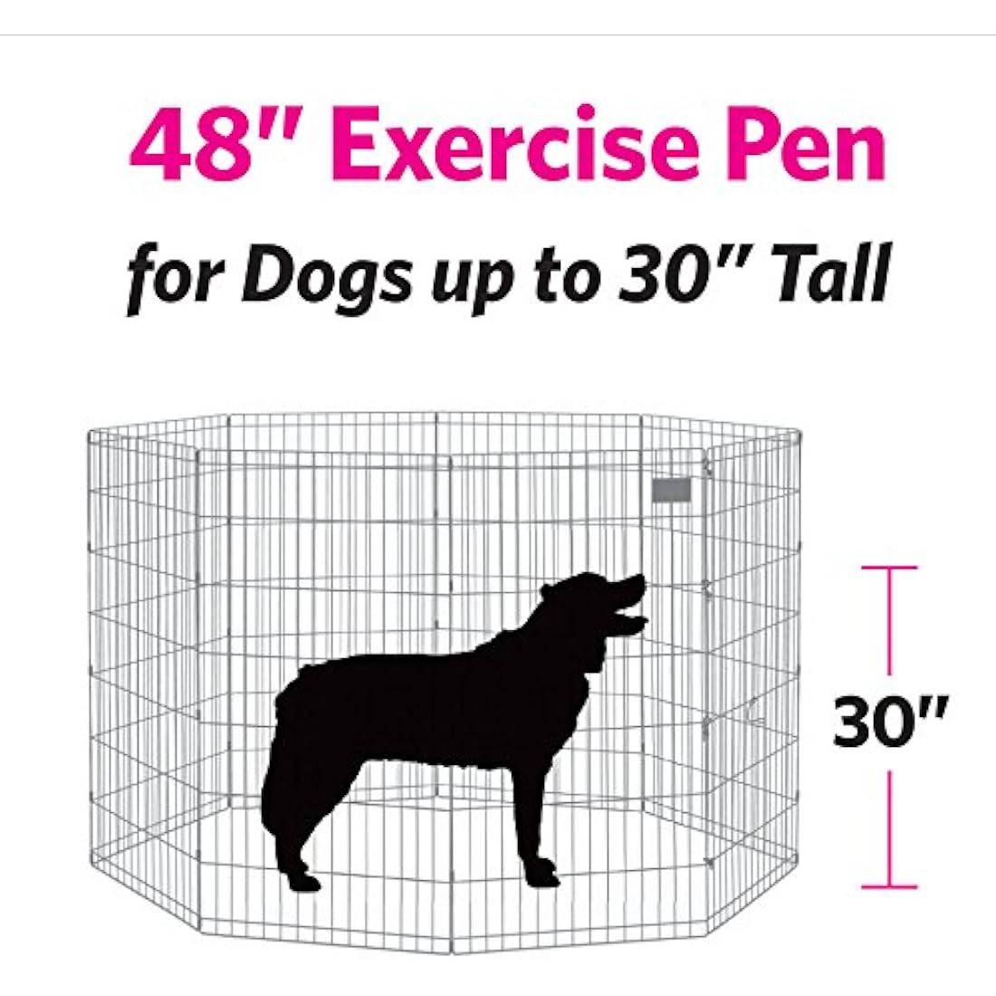 MidWest Homes for Pets Folding Metal Dog Exercise Pen and Pet Playpen with Door, Includes Grounding Stakes and Provides 1.5 Meters of Play Space, 122 cm Tall, Gold Zinc, 548-48