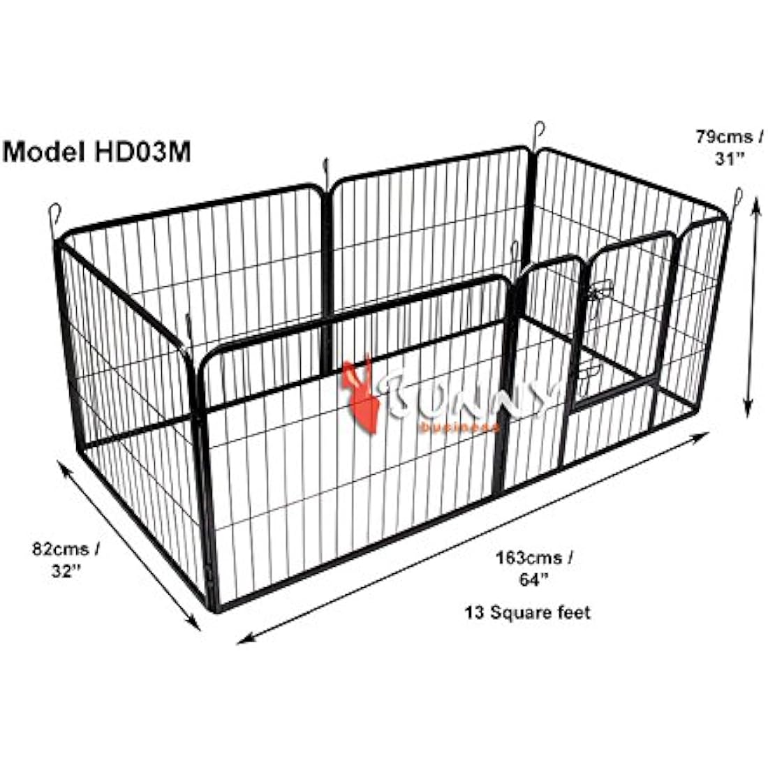 BUNNY BUSINESS Heavy Duty 6 Panel Puppy Play Pen/ Rabbit Enclosure, Medium, Gunmetal Grey