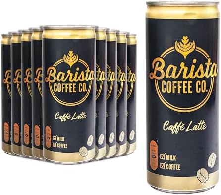 Barista Coffee Co. Medium Roast Caffe Latte Iced Coffee Drink Tin Can, Ready To Drink, 250 ml (Pack of 12)