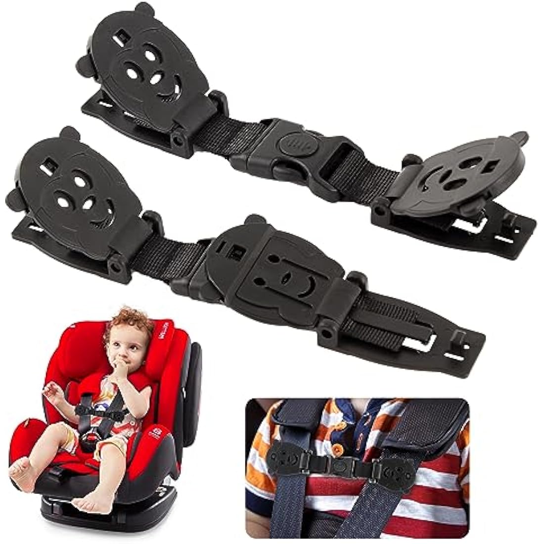 QOPAHI Car Seat Strap Anti Escape, Baby Harness Chest Clip Car Seat Safety Clip, Prevent Children/Kids Taking Their Arms Out of Child Car Seat/High Chairs/Strollers/Baby Reins(2 Pack)