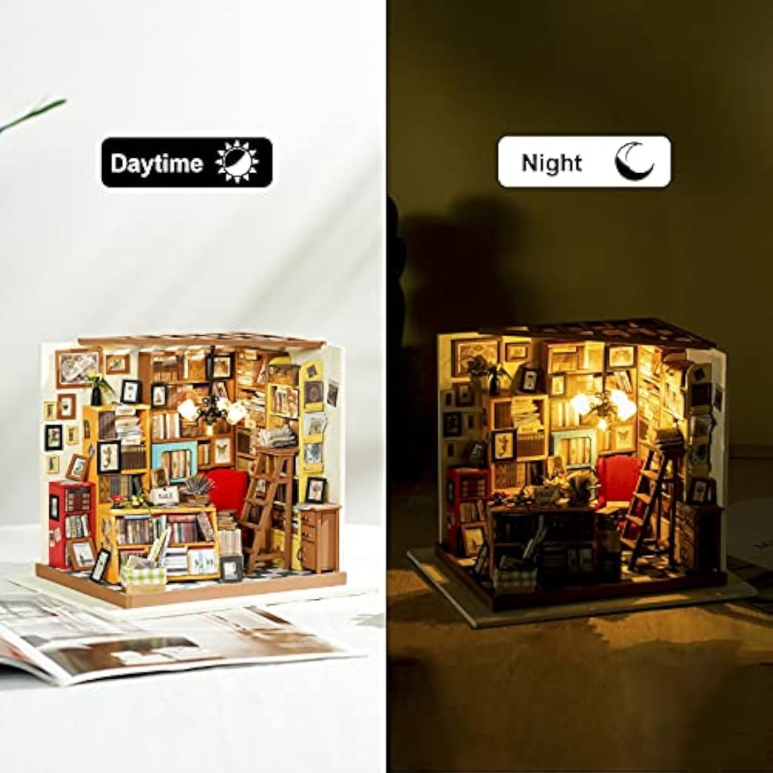Rolife DIY Miniature Dollhouse Kits Books Store Wooden Dollhouse Model Creative Gifts For Kids, Teens and Adults