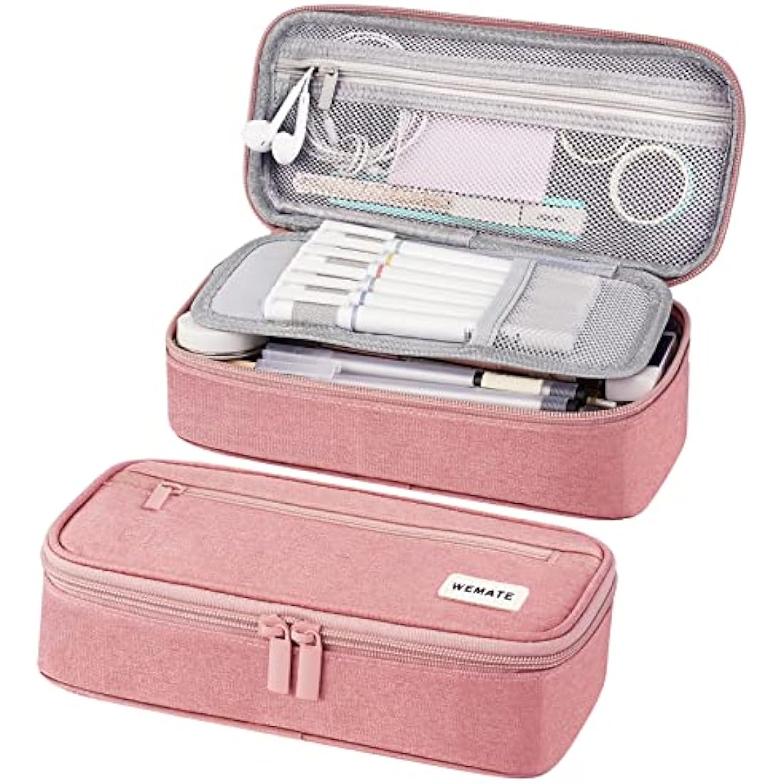 WEMATE Large Pencil Case,Pencil Case for Women & Men, Pencil Pouch, Marker Pen Case,Portable Stationery Pencil Bag for Office Pink