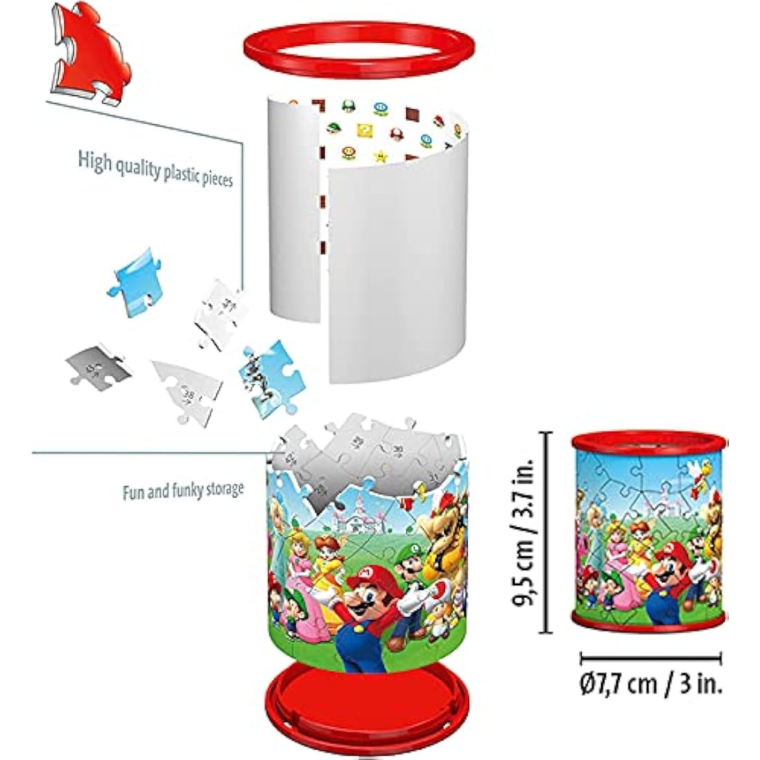 Ravensburger Super Mario Brothers Pencil Pot 3D Jigsaw Puzzles for Kids Age 6 Years Up - 54 Pieces - No Glue Required