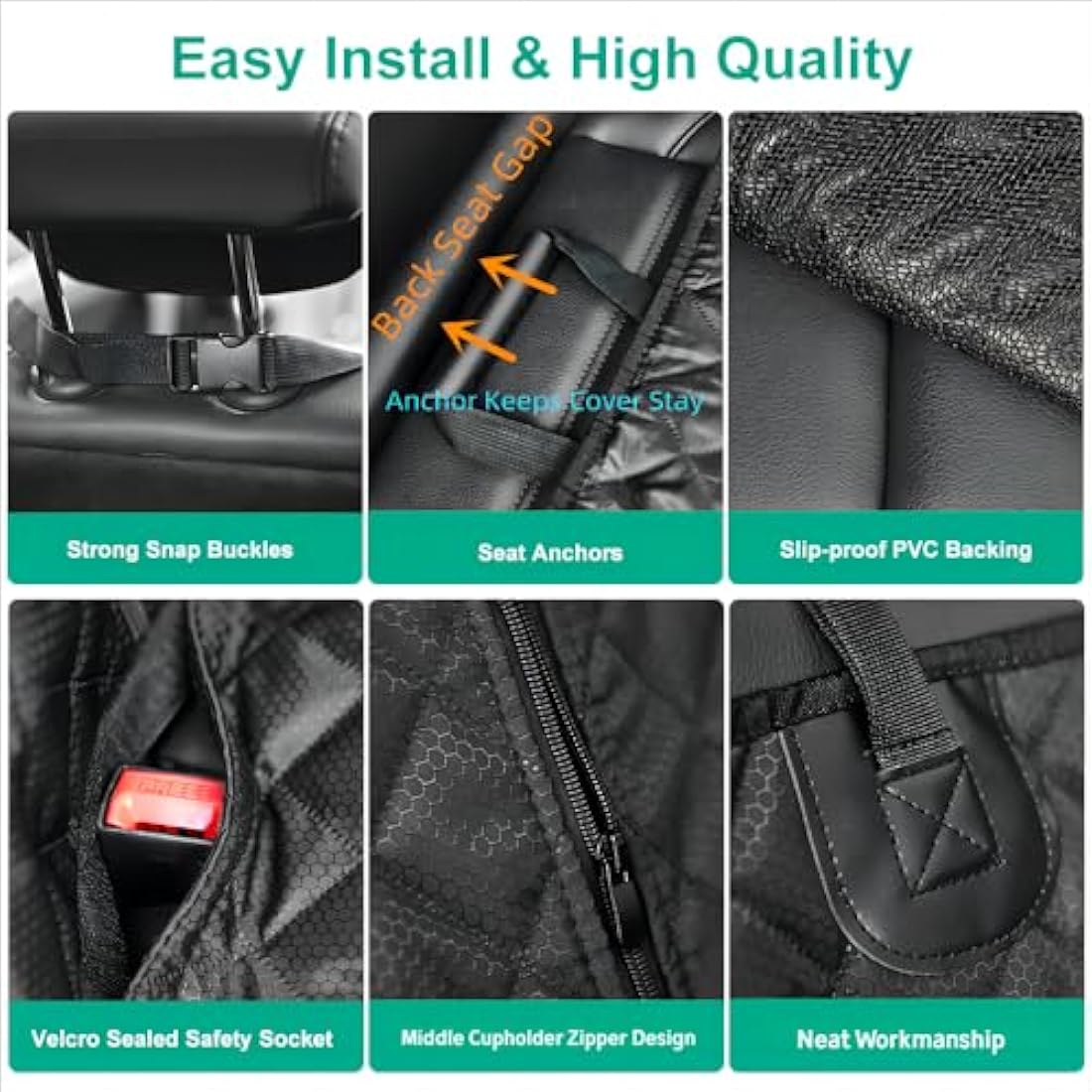 ANOSOSPECIAL Dog Car Back Seat Cover for Kids,Non Stick Fur Rear Seat Protector for Pet,Nonslip Waterproof Universal Fit Interior Backseat Covers for Auto Van SUV