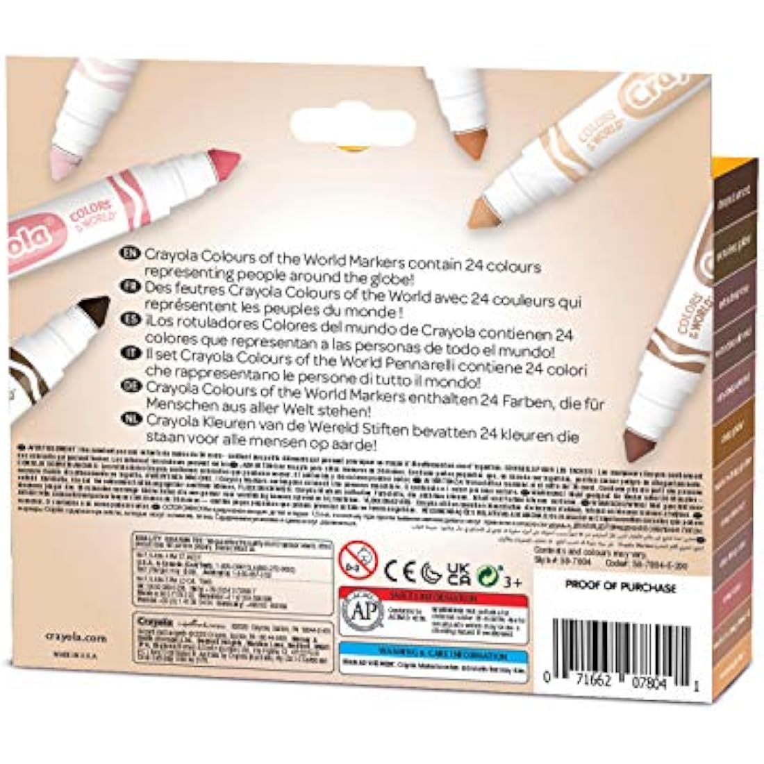 CRAYOLA Colours of the World Washable Markers - Assorted Colours (Pack of 24) | Colours That Represent Skin Tones from Around the World | Ideal for Kids Aged 3+