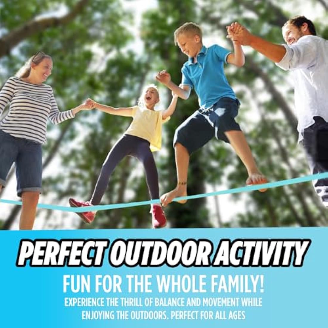 Trailblaze Complete Slackline Kit for Kids with Tree Protectors and Ratchet Cover | Slackline Beginner Kit, Outdoor Tightrope, Easy Setup 18.5m blue