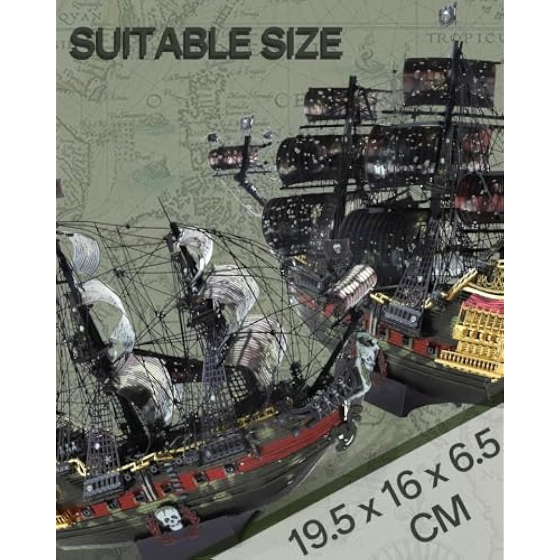 Piececool Metal 3D Puzzle Queen Anne's Revenge with Tool, Pirate Ship Model Kits for Adults to Build, 304 Stainless Steel, Assembly is required, Difficulty level 5