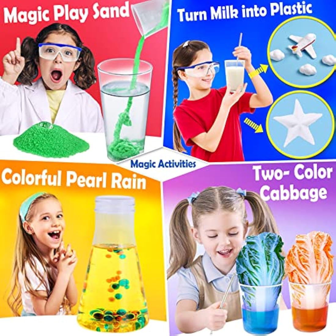 UNGLINGA 60+ Science Experiments Kits for Kids, Boys Girls Toys Gifts Science Lab Activities Educational Project with Chemistry Set, Erupting Volcano