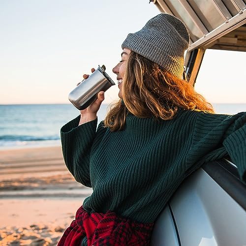 WACACO Cuppamoka Portable Drip Coffee Maker, 2 IN 1 Insulated Coffee Cup, Travel Pour Over Coffee Maker with 10 Cone Paper Filters, Manually Operated, Stainless Steel Coffee Brewer, 10 fl oz