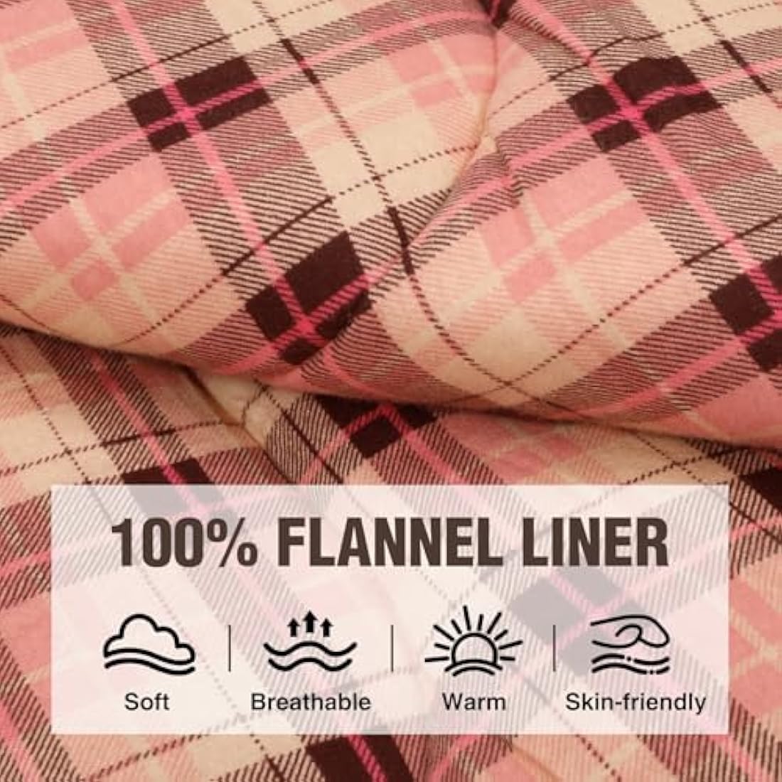 REDCAMP Cotton Flannel Sleeping Bags for Camping, 3-Season Warm and Comfortable Adult Sleeping Bag, Envelope with 2/3/4lbs Filling