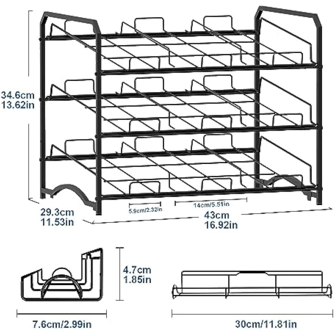 Mutool 3 Tier Can Rack, Stackable Kitchen Food Organizer/Holder for Counter-Top, Pantry Organizers and Storage, Black