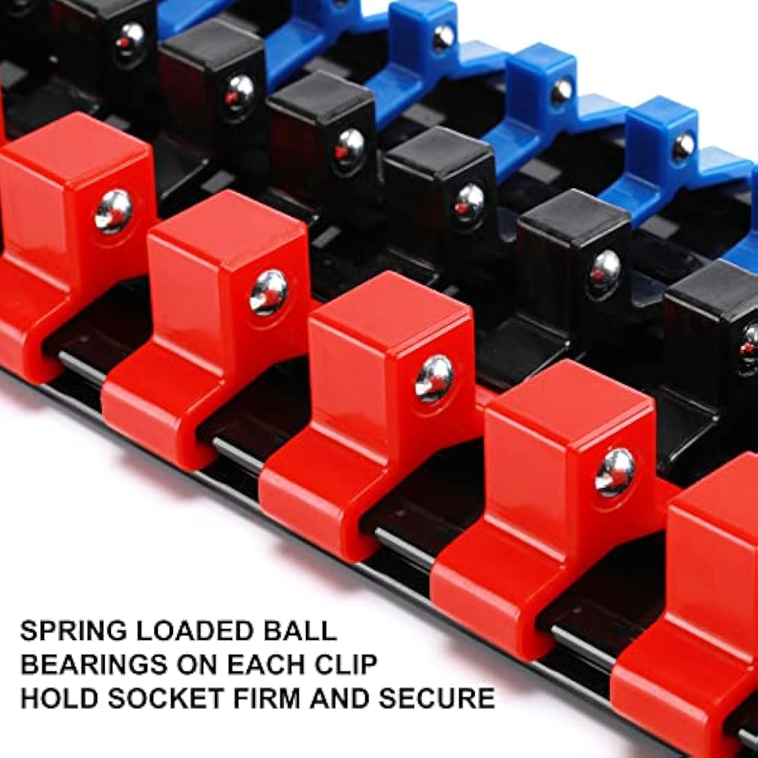 CASOMAN 9PC ABS Socket Organizer, 1/4-Inch, 3/8-Inch, 1/2-Inch, Premium Quality Socket Holders (9-Piece Set, Blue, Red, Black)