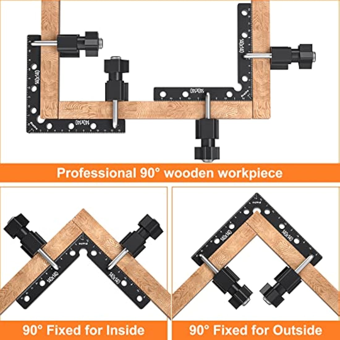 Preciva 90 Degree Right Angle Positioning Square Clamp, Aluminum Alloy Right Angle Clamp,Professional Woodworking Tools Woodworking Block for Picture Frames Cabinet Drawers - 2 Sets （14cm/5.5"