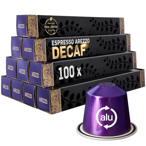 Decaf 'Arezzo': The Dark Roast with the Familiar Flavor You Love | Nespresso? Compatible 100 Capsules | Decaffeinated