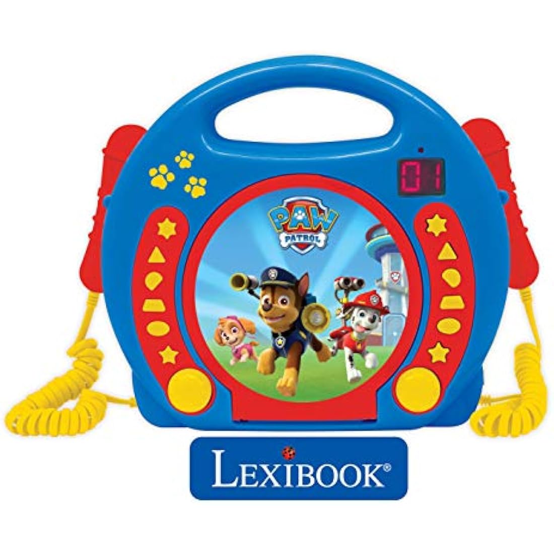 Lexibook, Paw Patrol, Portable CD player with Microphones, Music Player, Repeat and Programming, Karaoke, Headphones jack, Blue, RCDK100PA