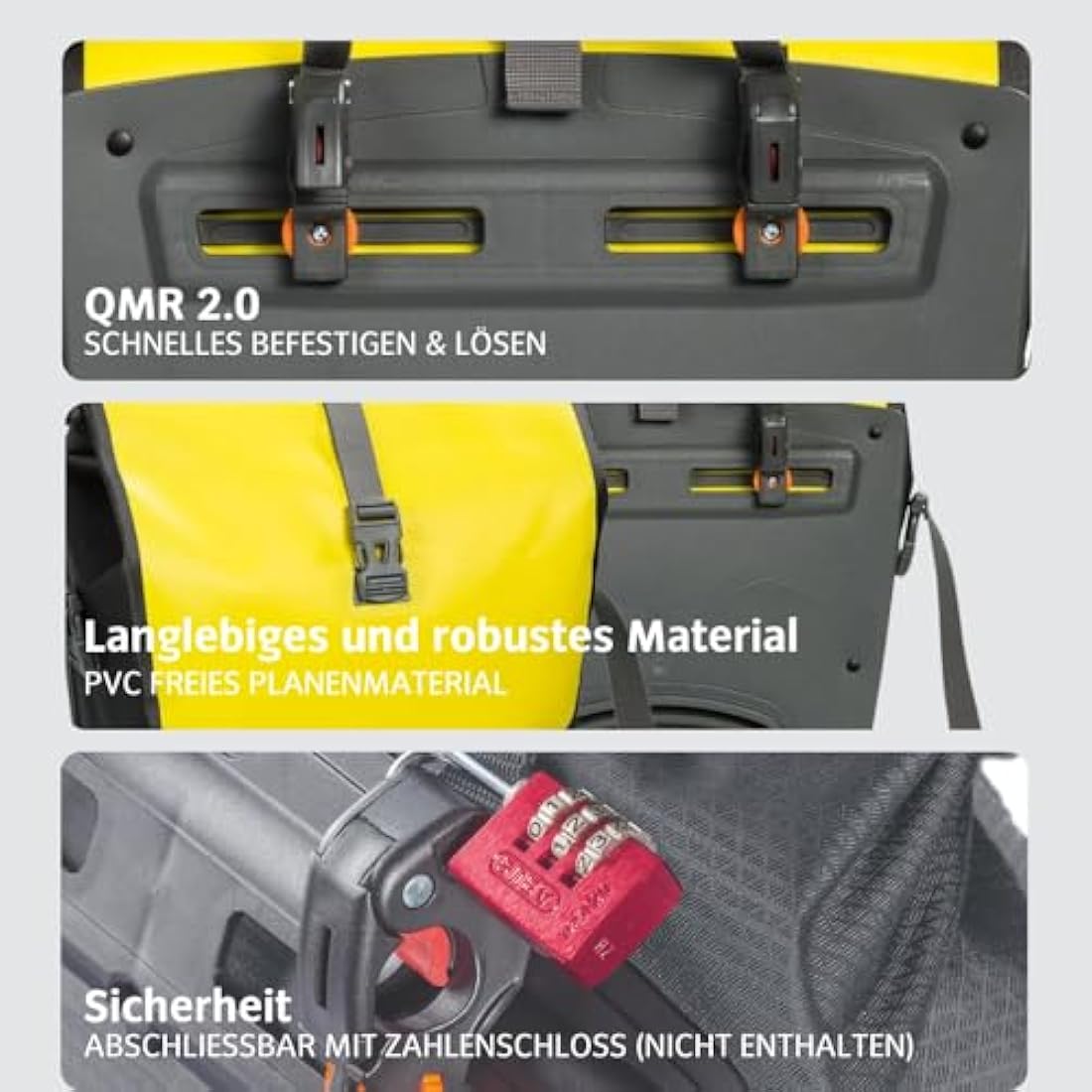 Vaude aqua back single rear bicycle bag, Unisex, 12413, canary, 37 x 33 x 19 cm