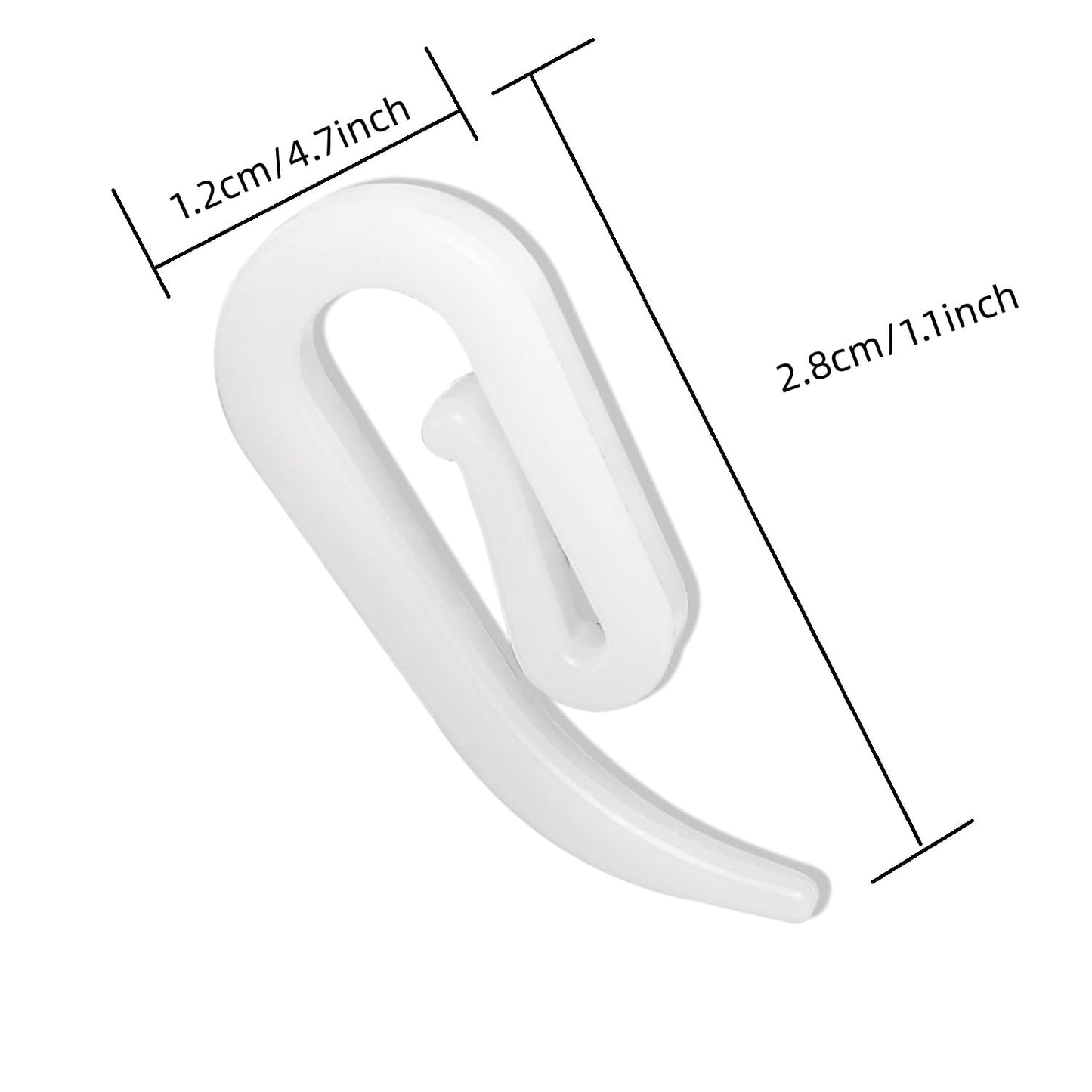 Plastic Curtain Hooks 100 Pieces for curtains (white,12x28mm)