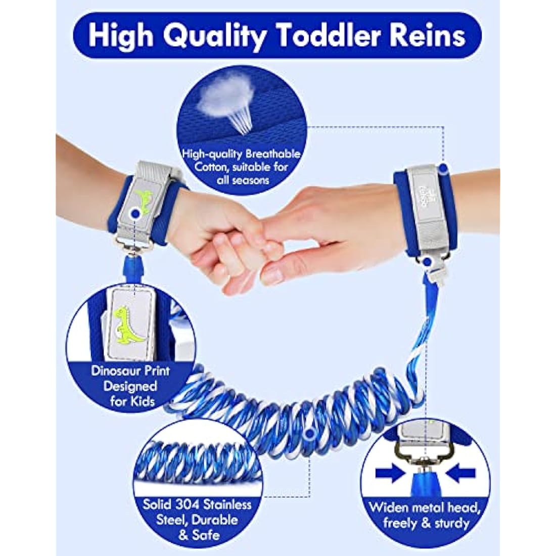 Lehoo Castle Baby Reins Anti Lost Wrist Link,Toddler Reins with Lock for Walking, Child Safety Harness Walking Leash for Children Boys and Girls (Dark Blue)