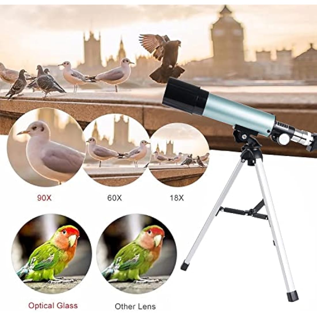 Mijiao Telescope for Kids, Astronomical Telescope Zoom 90X HD Outdoor Monocular Space Telescopes Portable Refractor Spotting Scope With Tripod, Telescope for Adults, Kids and Beginner