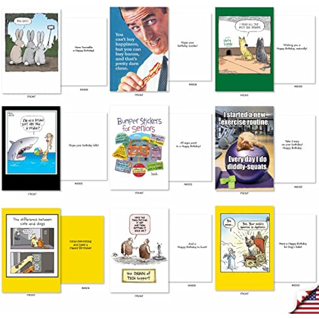 NobleWorks - Variety Pack of 36 Assorted Funny Birthday Cards Bulk Box Set w/Envelopes, Edgy Humor B-Day for Men, Women (36 Designs, 1 Each) - Birthday Favorites AC2911BDG-B1x36