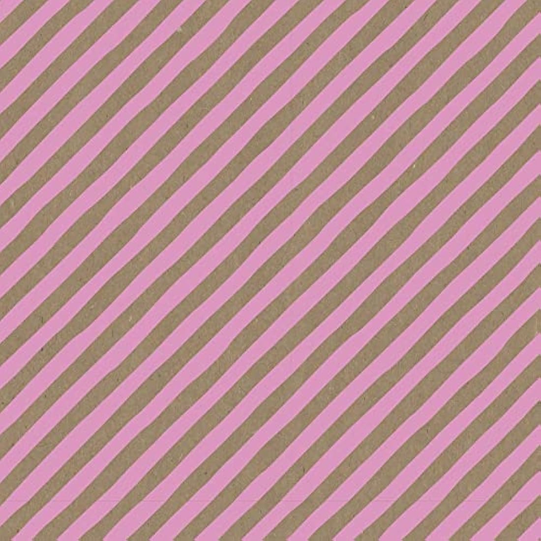 Clairefontaine - Ref 223873C - Recycled Kraft Wrapping Paper Roll (Single Roll) - 70cm Width x 50m Length, 70gsm Recycled Kraft Paper - Pink Stripes Design