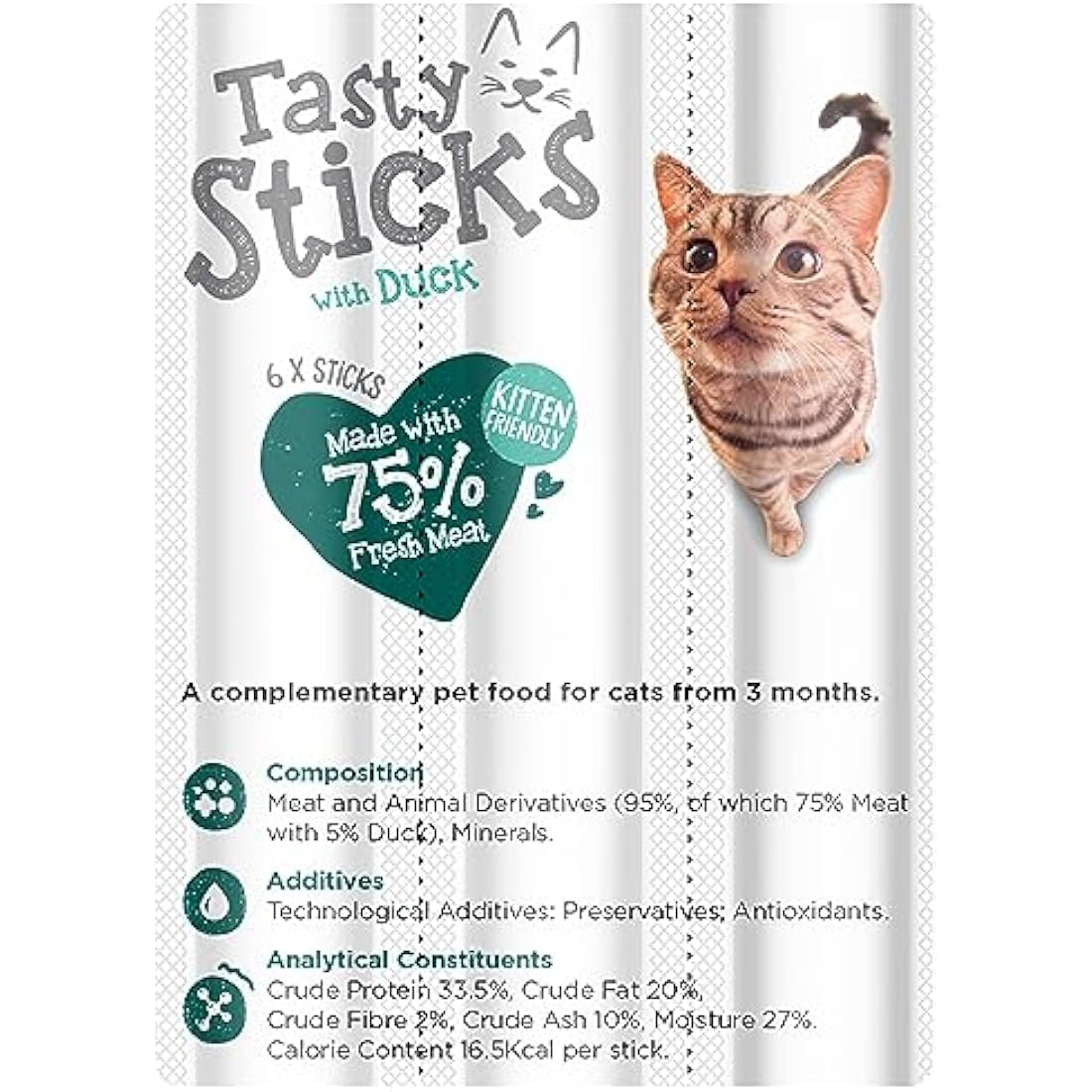 Webbox Tasty Sticks Cat Treats, Duck - Kitten Friendly, Wheat and Grain Free, No Artificial Colours (25 x 6 Packs)